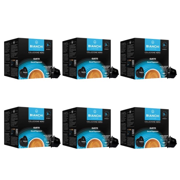 Bianchi Collezione Nero Gusto Decaf Espresso 96 бр. (6 x 16 бр.) кафе капсули система Dolce Gusto