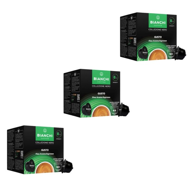 Bianchi Collezione Nero Gusto Fine Aroma 48 бр. (3 x 16 бр.) кафе капсули система Dolce Gusto