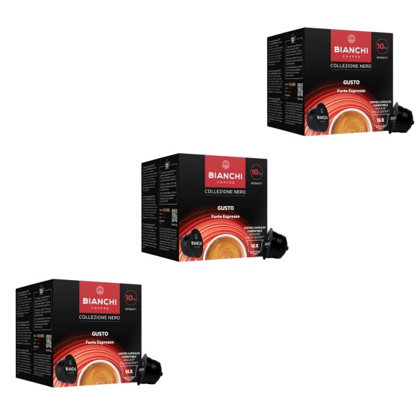 Bianchi Collezione Nero Gusto Forte Espresso 48 бр. (3 x 16 бр.) кафе капсули система Dolce Gusto
