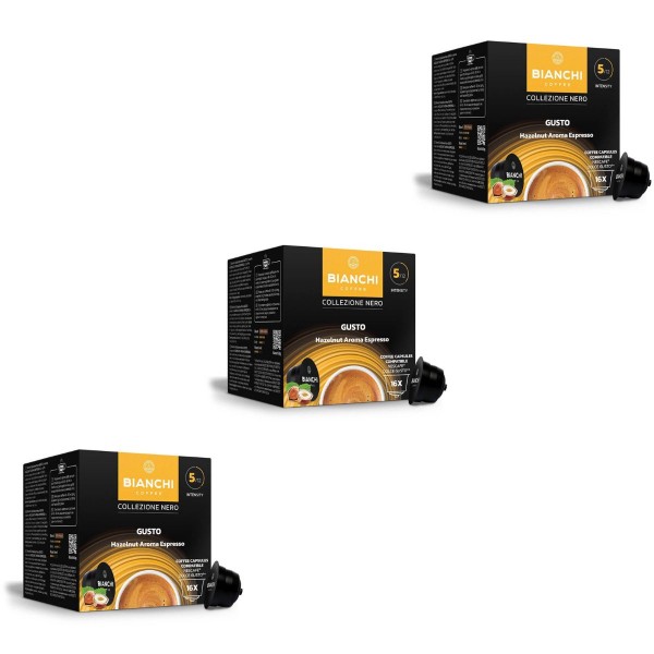 Bianchi Collezione Nero Gusto Hazelnut Aroma 48 бр. (3 x 16 бр.) кафе капсули система Dolce Gusto