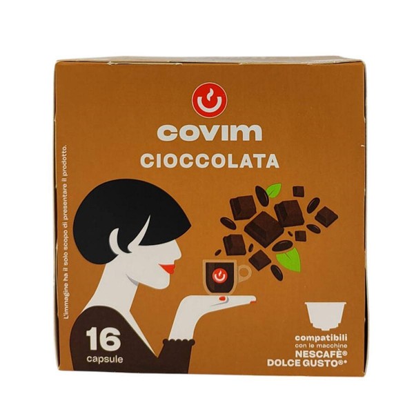 Covim Cioccolata 16 бр. кафе капсули, съвместими с Dolce Gusto