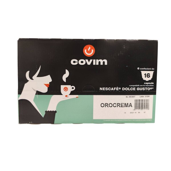 Covim Orocrema 96 бр (6x16) кафе капсули, съвместими с Dolce Gusto®