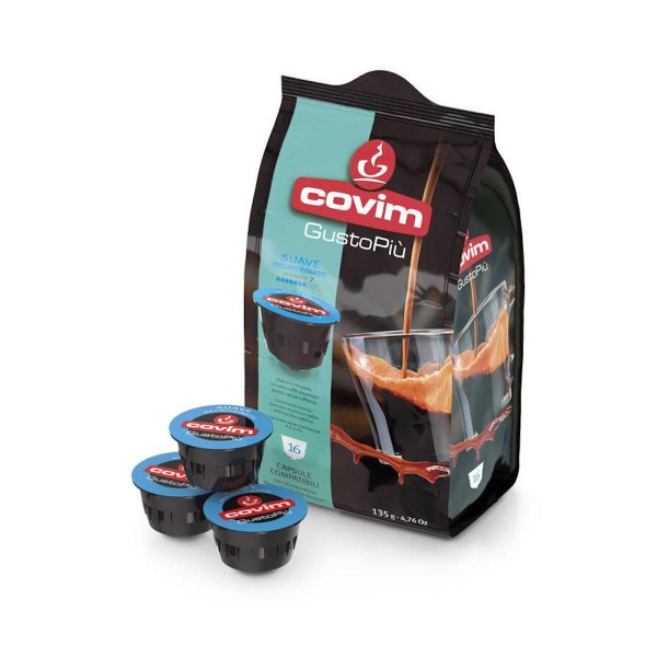 Covim Suave Decaffeinato 16 бр в плик Безкофеиново кафе на капсули съвместими с Dolce Gusto