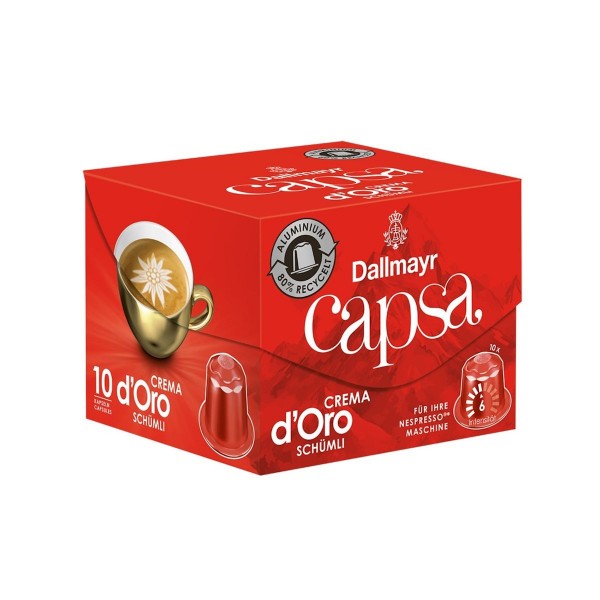 Кафе капсули Dallmayr Crema d'Oro Schumli 10 бр. съвместими с Nespresso система