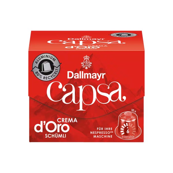 Кафе капсули Dallmayr Crema d'Oro Schumli 10 бр. съвместими с Nespresso система
