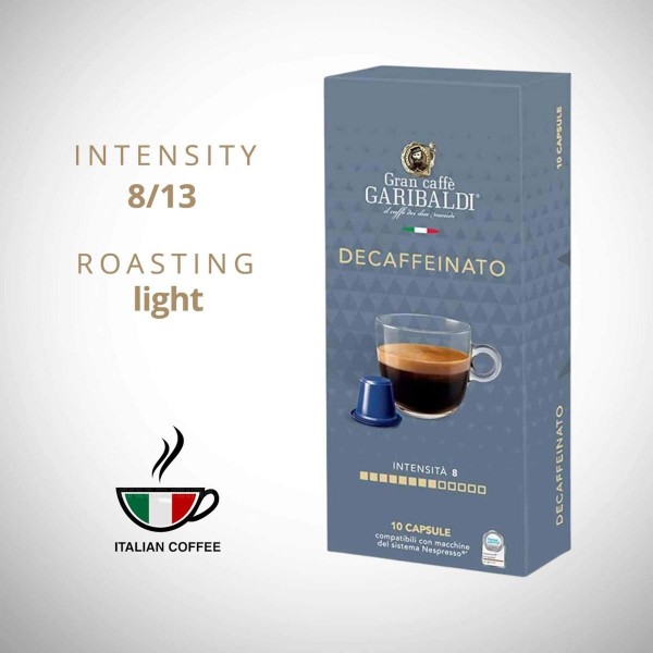 Garibaldi Decaffeinato 10 бр – Безкофеиново кафе на капсули Nespresso