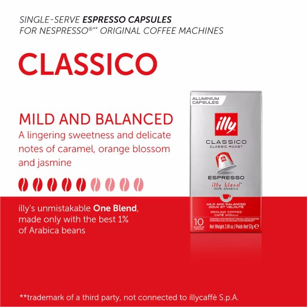 Кафе капсули illy Classico 10 броя съвместими с Nespresso система