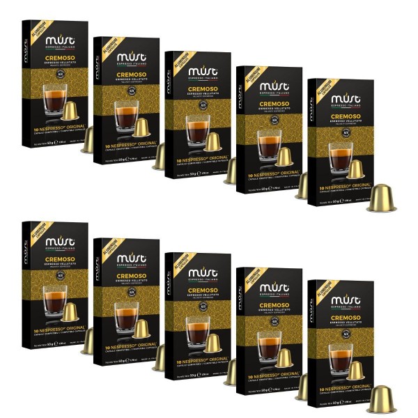 Must Cremoso 100 бр. (10 кутии х 10 кафе капсули), съвместими с Nespresso система