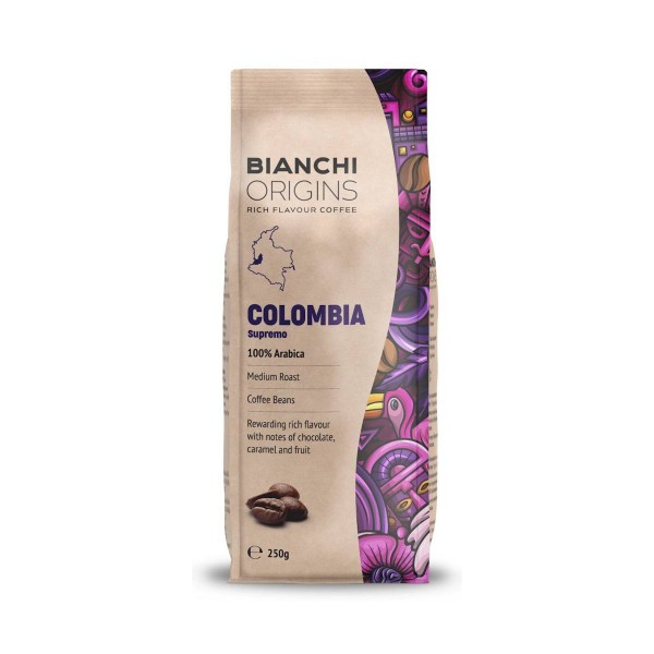 Bianchi Origins Colombia Supremo 250 g Кафе на зърна
