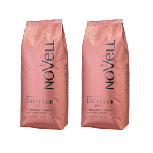 NOVELL Excelsior Plus ПРОМО ПАКЕТ: 2 бр. (2 кг) кафе на зърна 1 кг