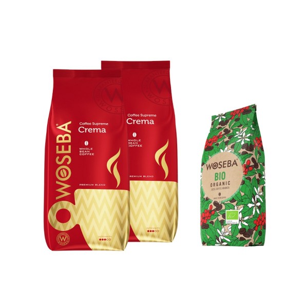 Woseba Crema кафе на зърна 2 кг + подарък Bio Organic кафе на зърна