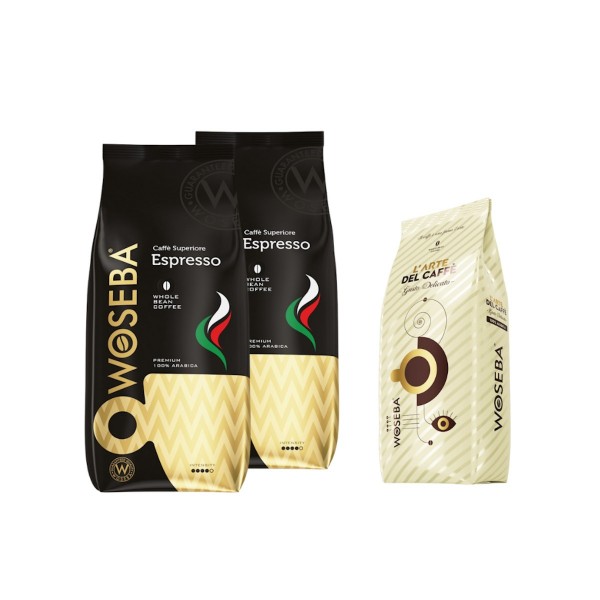 Woseba Espresso кафе на зърна 2 кг + подарък Gusto Delicato кафе на зърна