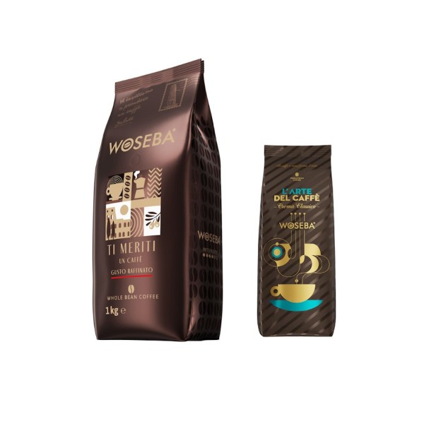 Woseba Gusto Raffinato кафе на зърна 1 кг + подарък Crema Classico мляно кафе