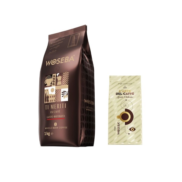 Woseba Gusto Raffinato кафе на зърна 1 кг + подарък Gusto Delicato мляно кафе