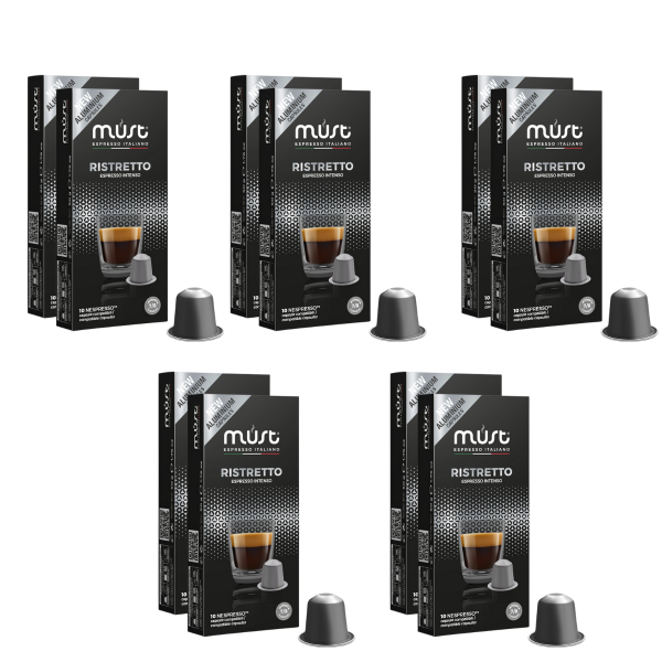 Must Ristretto 100 бр. (10 кутии х 10 кафе капсули), съвместими с Nespresso система