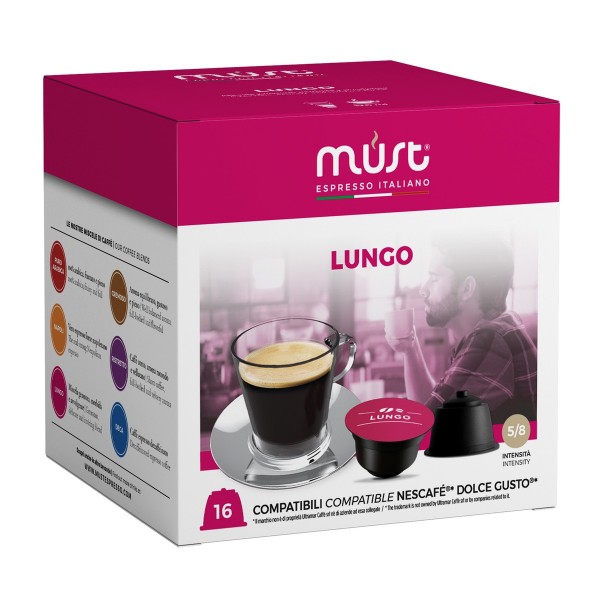 Must Lungo 16 бр. Кафе капсули, съвместими с Dolce Gusto