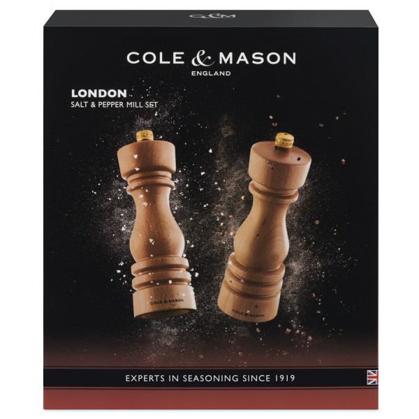 COLE & MASON Комплект мелнички за сол и пипер “LONDON“ - 18 см. - цвят натурален