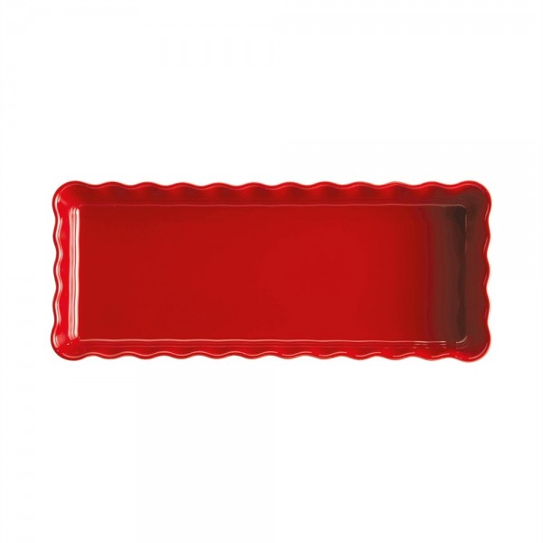EMILE HENRY Керамична форма за тарт "SLIM RECTANGULAR TART DISH"- цвят червен