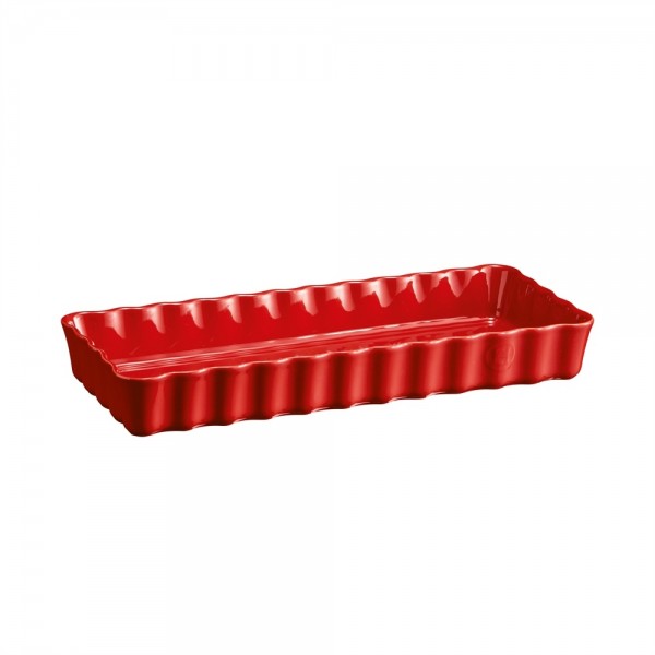 EMILE HENRY Керамична форма за тарт "SLIM RECTANGULAR TART DISH"- цвят червен