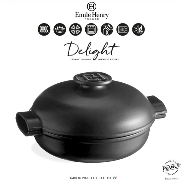 EMILE HENRY Керамична индукционна касерола “DELIGHT" - 2,5 л / Ø 27см - цвят черен