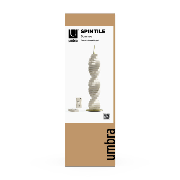 UMBRA Комплект за игра на домино със стойка SPINTILE - цвят месинг