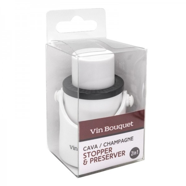 Vin Bouquet Тапа за шампанско с помпа - 2 IN 1 - бяла
