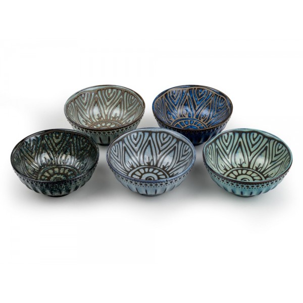 BREDEMEIJER Сет от 5 порцеланови купички за чай “Jara“ - флорални мотиви
