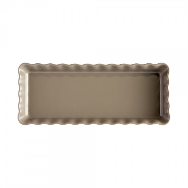 EMILE HENRY Керамична форма за тарт "SLIM RECTANGULAR TART DISH"- цвят сиво-бежов