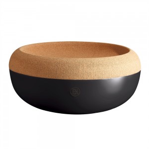 EMILE HENRY Керамична купа / фруктиера с корков капак "LARGE STORAGE BOWL" - Ø 36 см - цвят черен