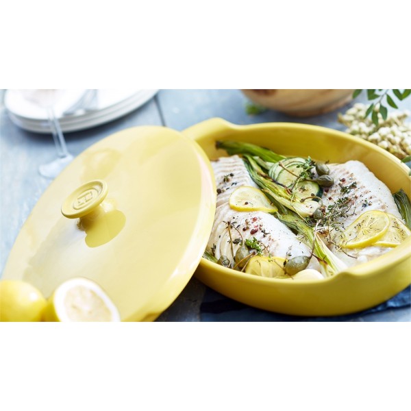 EMILE HENRY Керамична овална тава за печене "PAPILLOTE" - 1,9 л / 42 х 25см - цвят червен
