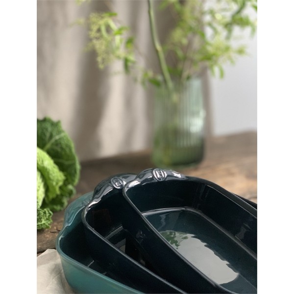 EMILE HENRY Керамична тава "INDIVIDUAL OVEN DISH"- 22х15см - цвят тъмнозелен