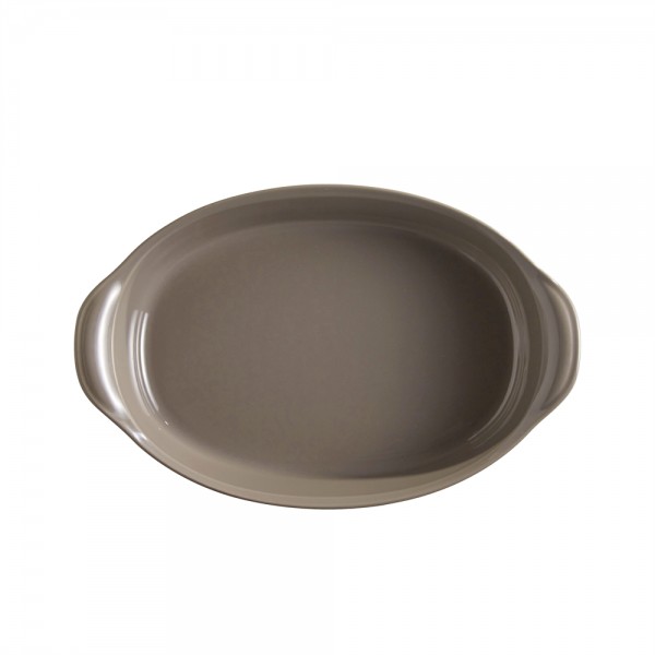 EMILE HENRY Керамична тава "OVAL OVEN DISH" - 35х22,5 см - цвят сиво-бежов