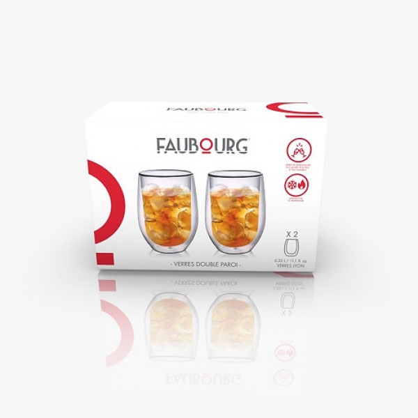 FAUBOURG Сет от 2 бр. двустенни стъклени чаши “LYON“ - 330 мл.