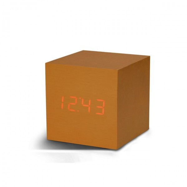 GINGKO Часовник с термометър “CUBE“ - цвят мед с червени цифри
