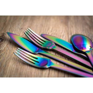 HERDMAR Комплект прибори за хранене “SPIGA“- 36 части - Rainbow / дъга / - PVD покритие