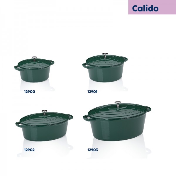 KELA Чугунена овална тенджера с капак “Calido“ - 36х29 см. - зелена