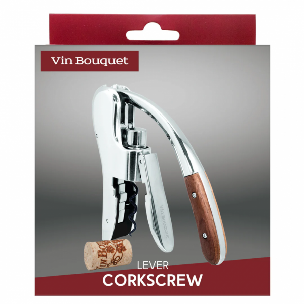 Vin Bouquet Автоматичен тирбушон с дървена дръжка - хром