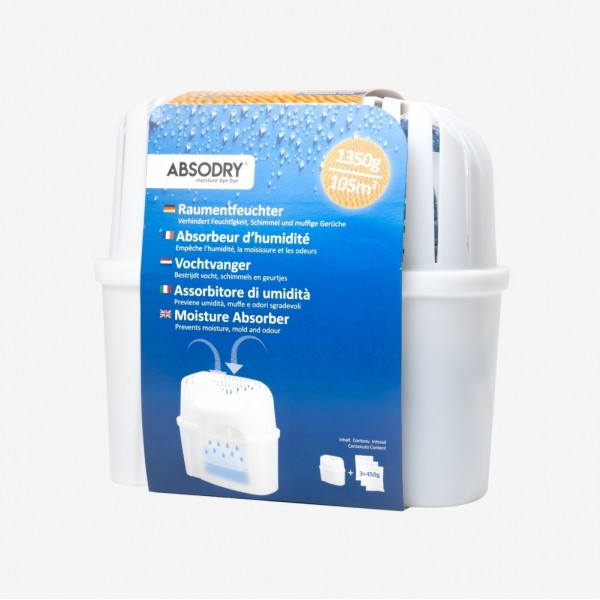 ABSODRY Влагоабсорбатор CLASSIC MAXI с торбички 3x450 г. - цвят бял