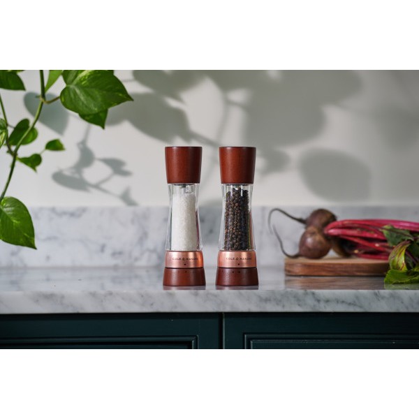 COLE & MASON Комплект мелнички за сол и пипер “DERWENT CHESTNUT ROSE GOLD“ - 19 см. - с механизъм за прецизност - цвят орех / розово злато