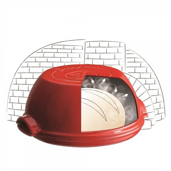 EMILE HENRY Керамична форма за печене на хляб "ROUND BREAD BAKER" - цвят червен