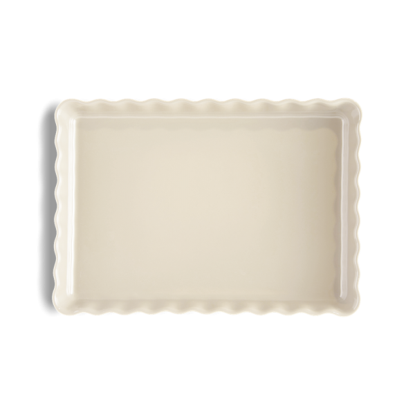EMILE HENRY Керамична форма за тарт "DEEP RECTANGULAR TART DISH" - цвят екрю