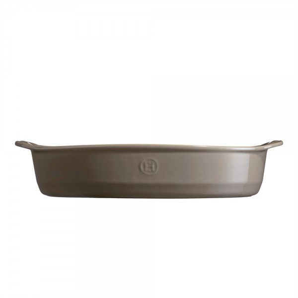 EMILE HENRY Керамична овална форма за печене "LARGE OVAL OVEN DISH" - 41,5 х 26,5 см - цвят сиво-бежов