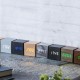 GINGKO Часовник с термометър “CUBE“ - черно дърво със сини цифри
