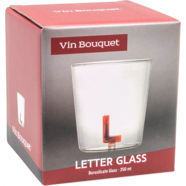 Vin Bouquet Стъклена чаша с декорация БУКВА L - 350 мл.