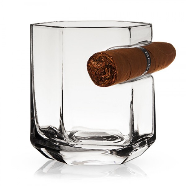VISKI Кристална чаша за уиски с поставка за пури “CIGAR“ - 380 мл.