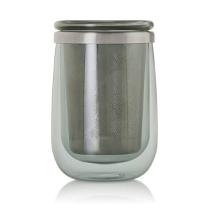AdHoc Двустенна чаша с инфузер за чай Fusion Glass - 400 мл. - сиво стъкло