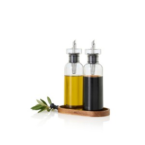 AdHoc Комплект за олио и оцет с дървена поставка AromaPour