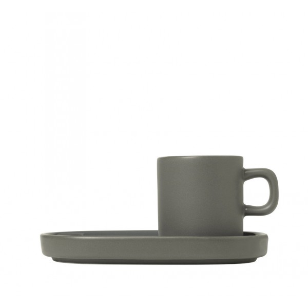 BLOMUS Комплект от 2 бр.чаши за еспресо PILAR, 50 мл - цвят сив (Pewter)