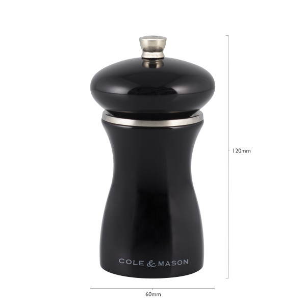 COLE&MASON Мелничка за сол “SHERWOOD BLACK GLOSS“ - 12 см. - цвят черен