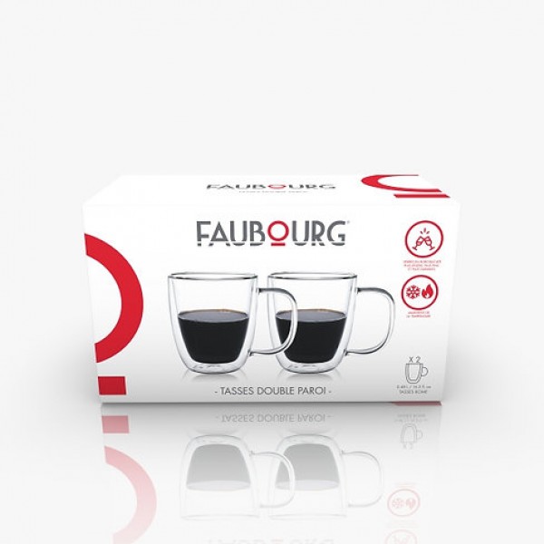 FAUBOURG Сет от 2 бр. двустенни стъклени чаши “ROME“ - 480мл.